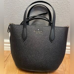 Kate Spade Glitter Glimmer Small Zip Satchel Crossbody Bag Black